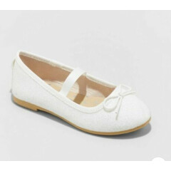 Toddler Girls' Becca White Sparkle Slip-On Ballet Flats - Cat & Jack™ size: 8