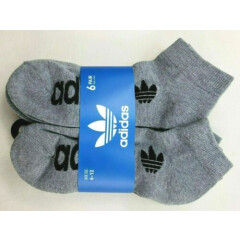 adidas Men's Core Originals Forum Low Cut Socks 6 Pack 6-12 L Grey Black Logo
