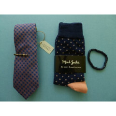 Tie Doctors Blue Peach + Pen Tie Clip + Tropicalia Beaded Bracelet + Mind Socks 