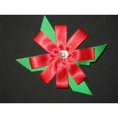 NEW "POINSETTA" Ribbon Sculpture Girls Hairbow Clip Clippie Christmas Holiday