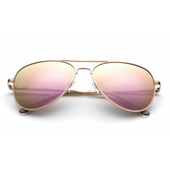 Girls Pink Aviator Pilot Sunglasses Stainless Steel Spring Hinge UV 100% Classic