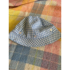 Boys Sun Hat Baby Blue Checks Buttons Union Made