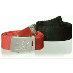 NEW Unisex One Size Youth Black & Red Athletic Web Belts & Buckle Lot STARTER