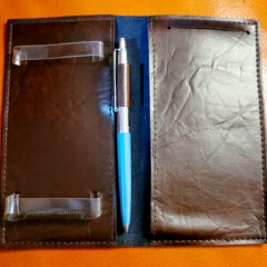 Leather Checkbook Cover/Holder Wallet Brown Vintage Japan