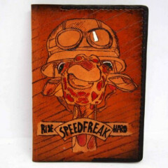Men's Handmade Leather Passport cover giraffe Unisex