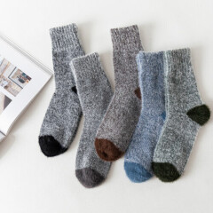 5 Pcs Men's Socks Wool Winter Thermal Soft Thick Chunky Socks Breathable