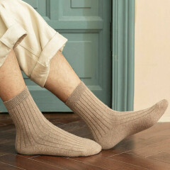 Mens Winter socks striped combed cotton double needle Mens Long socks