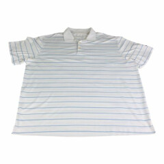 NIKE GOLF Dri-Fit Athletic Polo Shirt MEN 2XL XXL White Blue Stripes S/S S4