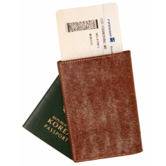 Genuine leather passport holder case Waxy Brown cover wallet card protect travel