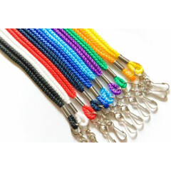 Lot 100 Round ID NECK Lanyards J Hook - STRAP ID Badge Assorted 10 Bright Colors