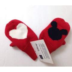 Baby Gap 12-24 month MICKEY MOUSE HEART/LOVE MITTENS Winter Knit Glove XS/S 11cm