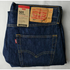 New Men Levis 501 Original Regular Fit Straight Leg Dark Blue Rinse Denim Jeans 