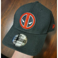 Rare 2014 New Era Marvel Deadpool Symbol Black And Red 39Thirty Fitted Hat L/XL