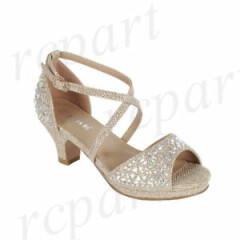  New girl buckle closure dress shoes open toe special occasion formal Gold