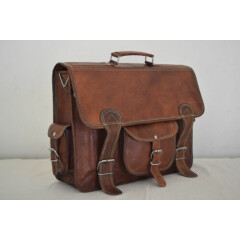 Briefcase Messenger Bag 17 In Laptop Satchel Office Shoulder Bag Vintage Leather