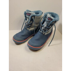 Keen Snow Rain Boots Waterproof youth Size 5 Blue Coral Fur Lined Woman 6.5
