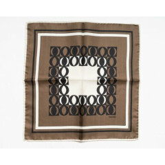 Tom Ford New $180 Brown Black Ivory Geometric Pattern 100% Silk Pocket Square
