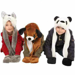 Childrens Kids Boys And Girls Animal Hat with Tail and Pockets winter hat