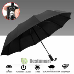 Anti-UV Travel Umbrella Auto Open Close 3 Folding Windproof Golf Umbrellas 42 In