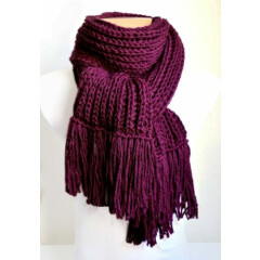Hand knitted men's alpaca wool scarve with fringes