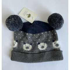 NWT Tucker+Tate Toddler Baby 12-24 M Pom Bear Hat Grey Heather Beanie Knit Warm 
