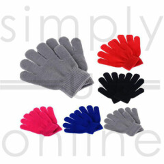 Childrens Kids winter woolly knitted warm stretchy magic gloves Girls Boys