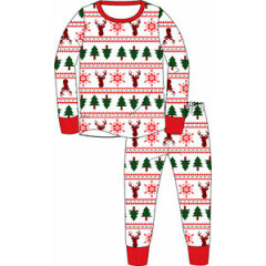 Boys Girls Adults Kids Family Matching Christmas XMAS Fairisle Themed Pyjamas