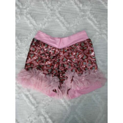 Girl's Twirl & Co. Boutique Pink Sequin Ruffle Shorts M 7/8