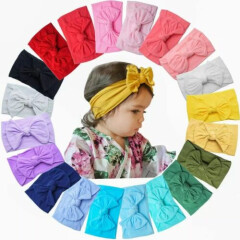 20 Colors Baby Nylon Knotted Headbands Girls Big 4.5 inches Hair Bows Head Wraps