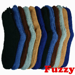 6 Pairs For Men Soft Cozy Fuzzy Winter Warm Solid Slipper House Socks Size 10-13