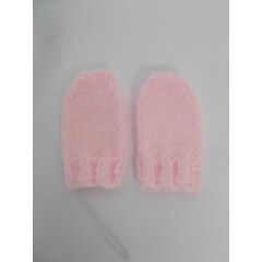 Hand Knitted Baby Mittens 0-3 Months Light Pink