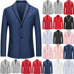 Men's Stand-Up Collar Slim Fit Single-breasted Casual Blazer Jackets Suit Autumn