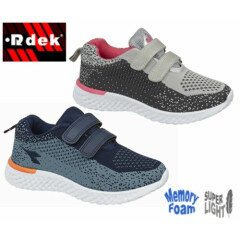 Boys Girls PE Twin Straps Light Trainers Blue Grey Pink Size 8 9 10 11 12 13 1 2