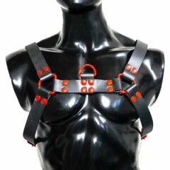 Adjustable 10× Men's Black /Red Harness High Quality Unique Leather M/L