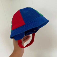 Vintage Baby Boy Color Block Corduroy Cap Bucket Hat Small USA