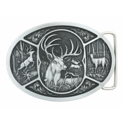 Western Buck Deer Hunter Hunting Metal Belt Buckle