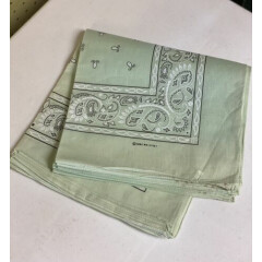 Lot Of 12 NOS Mint Green Paisley Cotton Bandana Handkerchief 2004 *as is New