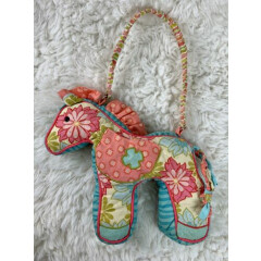 Floral Quilted Horse Purse Sassy Pet Saks Douglas Blue Stripes Pink Plush Pony