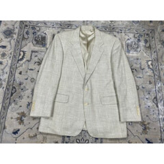 Vintage Bill Blass Silk mens jacket 42R made in usa coat blazer beige Foleys