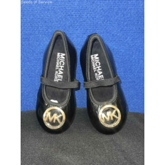NIB Michael Kors Black Gold Patent Leather Shoes Girls 6