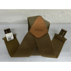 Craftsman Heavy Duty Clip On Suspenders Leather Logo Adjustable Olive