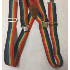 Vintage Popular Mechanics Wide Rainbow Suspenders Hipster Farmer Vtg J3