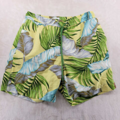 Tommy Bahama Mens Size L Green Floral Relaxed Fit Built-In Briefs Beach Shorts