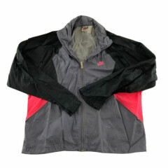 Vintage Nike Vented Hideaway Hood Full Zip Track Jacket Men's L Gray Black Pink
