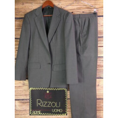 Rizzoli Mens 2 Piece Suit Charcoal Gray Super 140s 38R Waist 32