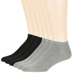 Men's Bamboo 6 Pack Thin Casual Low Cut Socks Black Grey Large 10-13