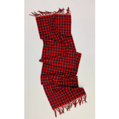 Vtg GAP Wool Scarf Xmas Holiday Red Plaid Made in Italy Cozy Soft Warm Fringed