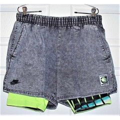 Vintage Nike Challenge Court Tennis Shorts, GRAY WITH NEON GREEN LINING, SIZE XL