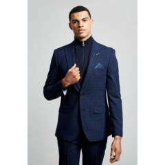 Burton NWT UK size 42R navy blue check lined smart slim fit suit blazer * 