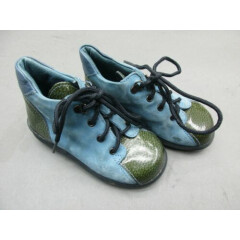 Micio Size 6 Baby Boy Lace Leather Blue/Green Made In Italy Ankle Boots 1h
